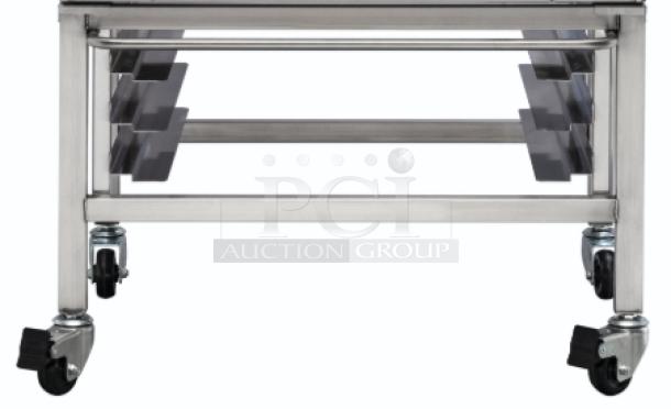 Brand new Moffat Turbofan DSK22/23 stack kit in stainless steel, model DSK2223, SN: 2295762, with caster wheels.
