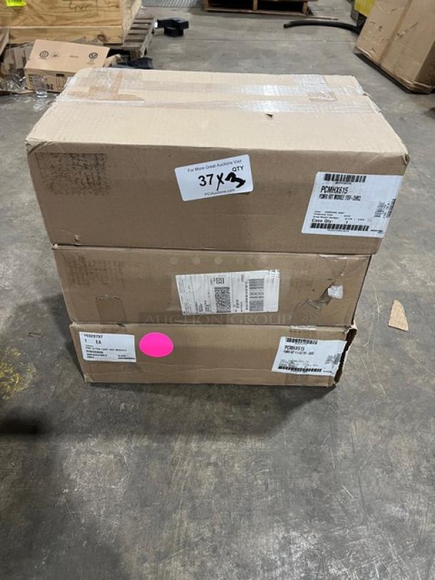 Cambro Pro Cart Ultra Series PCMHX615 in box, charcoal gray, electric hot module, adjustable temperature, model labels visible.