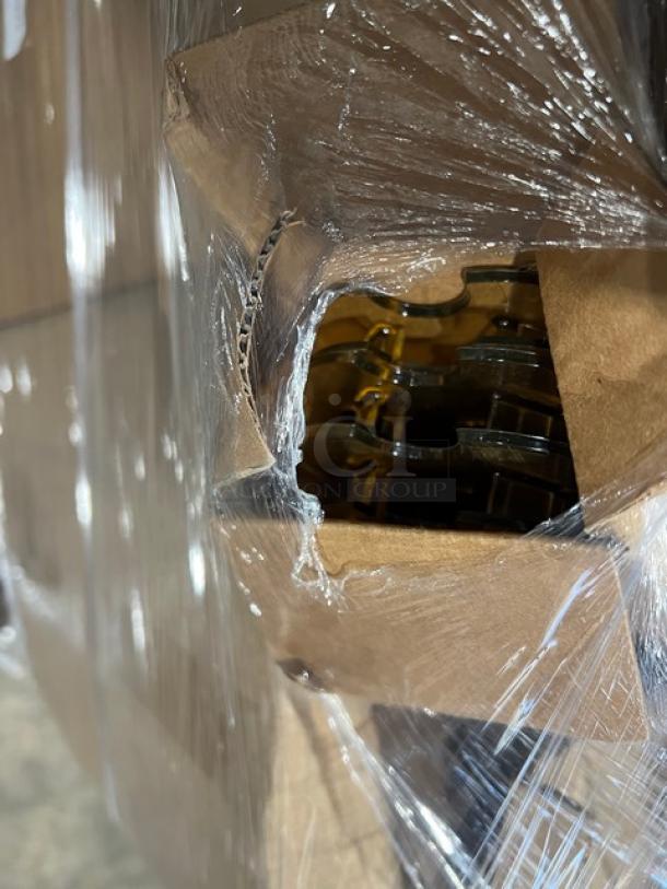 Mixed pallet with Steelite champagne flutes, Rona Collection, Model 4854R353, and assorted commercial kitchenware. Brand new.