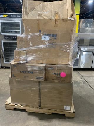 BRAND NEW! MIXED PALLET! Vollrath Traex Series Commercial Beige 36-Compartment Full-Size Rack! With 3 Extenders! 2 Per Case! Model: CR7CCC! With Cascades Decor Series Commercial White Single Fold Towels! Model: 1766! With Vollrath Commercial High-Heat 16.5