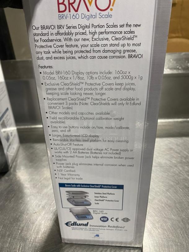 BRAND NEW Edlund BRV-160 Digital Portion Scale with ClearShield Protective Cover, LCD Display, stainless steel, NSF certified.