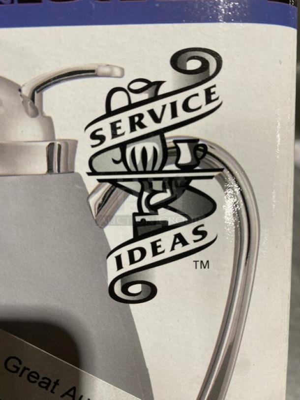 Service Ideas Classy Series white powder-coated stainless steel coffee carafe, 33.8 oz, model CJZ1WHT, push-button lid.