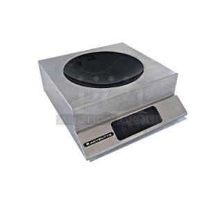 Brand new Equipex Adventys GLW3500 stainless steel induction wok range, single burner, 208/240V, 1 phase, with controls.
