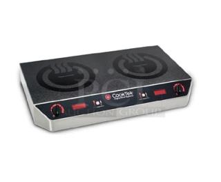 CookTek Heritage Series dual induction range, model 604601, stainless steel, glass-ceramic top, new condition, individual controls.