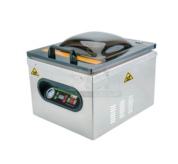 Brand new Winco EVPM-12 vacuum packaging machine, stainless steel, 3-gallon, 11.5" seal bar, 110/120V, Spectrum Series.