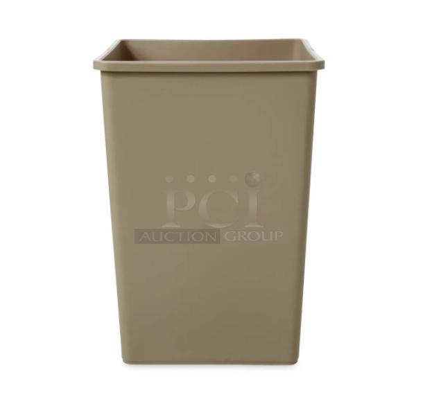 NEW Rubbermaid Commercial beige 35 gal. square trash can, Model 3958; durable plastic construction, mint condition.
