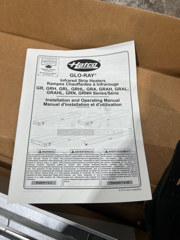 Hatco Glo-Ray Series infrared warmer manual, model GRAH-60. Shows installation and operating instructions.