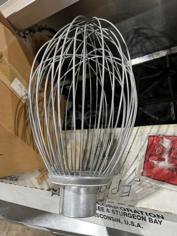 Brand new Hobart Legacy Series 80 Qt. wire whip attachment, model DWHIP-HL80. Stainless steel, commercial use.