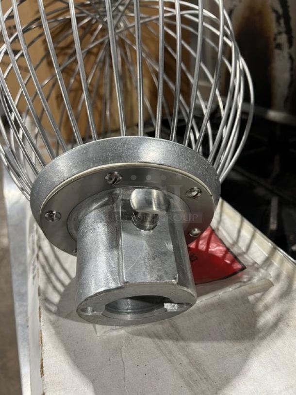 Brand new Hobart Legacy Series 80 Qt. stainless steel wire whip attachment, model DWHIP-HL80, in pristine condition.