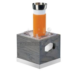 Brand new Cal-Mil Ashwood Gray Oak ice housing, 7.5"x7.5"x7", model 3800683, features a square design for beverage display.