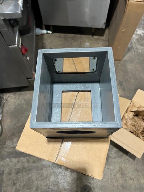 Cal-Mil Ashwood Gray Oak Ice Housing Unit, Model 3800-6-83, 7.5x7.5x7", brand new, commercial-grade display.