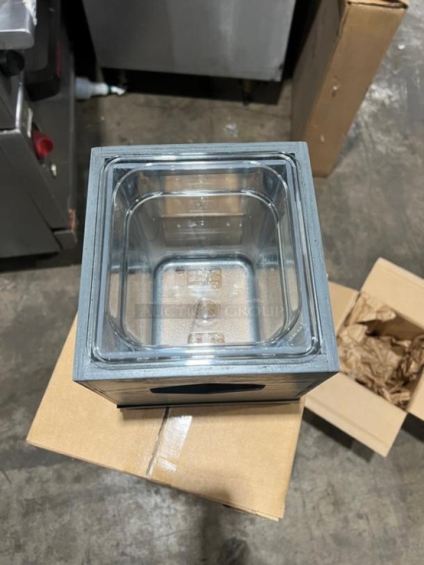 Cal-Mil Ashwood Gray Oak Square Ice Housing, Model 3800-6-83, new condition, measures 7.5"x7.5"x7".