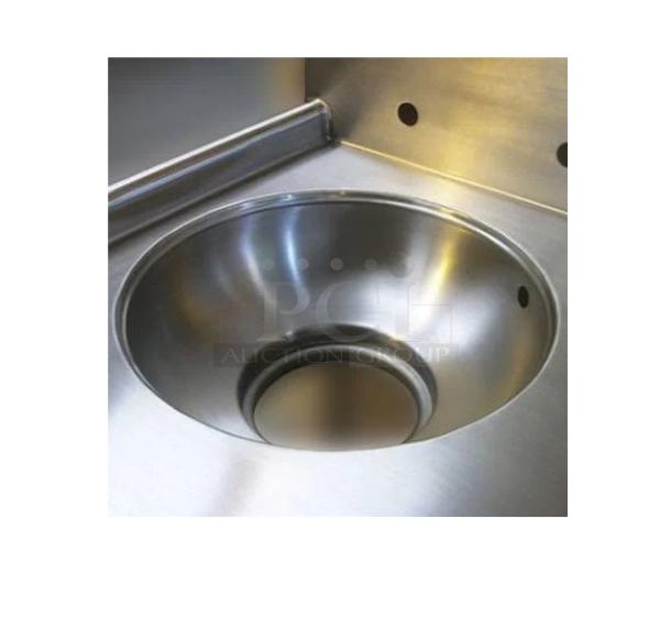 Advance Tabco stainless steel dish table, model DTC-S70-60R/K-460, with 8" disposal cone and backsplash, brand new.