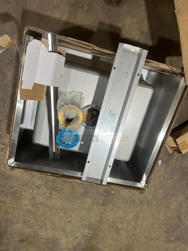 Advance Tabco 9-OP-20 stainless steel mop sink, 16"x20", 6" deep, floor mounted. Scratch-n-dent condition, new in box.