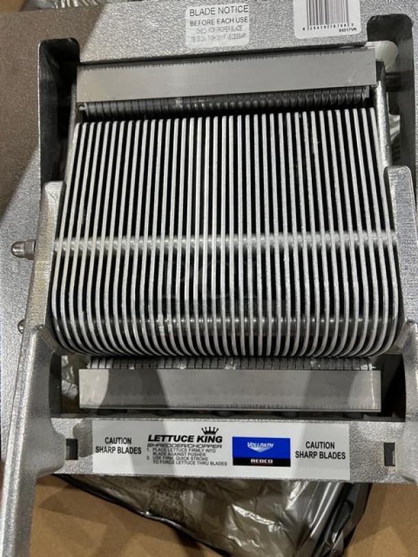 BRAND NEW Vollrath Reco Series Lettuce King Shredder, Model 400N, with 3/16" blades, ergonomic handle, and extra-wide base.