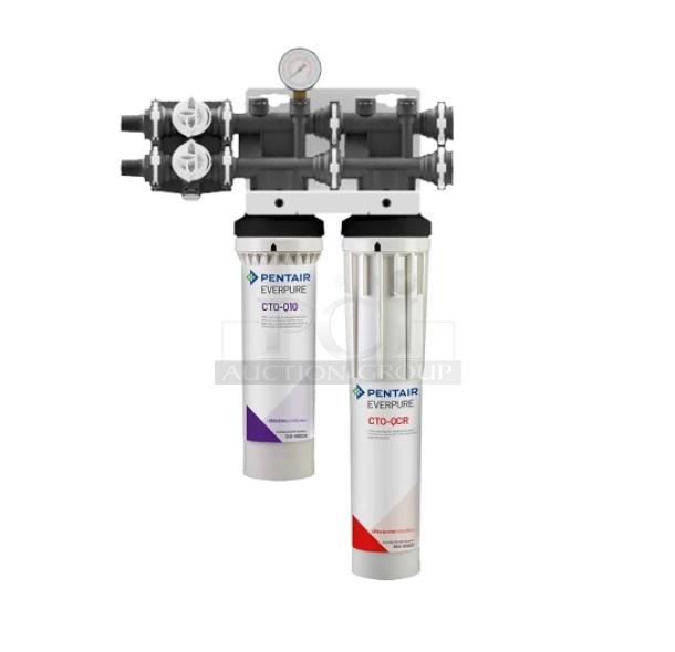 Brand new Pentair Everpure QT1+CR water filtration system, dual filters for chloramine reduction, model CTO-010 and CTO-QCR.