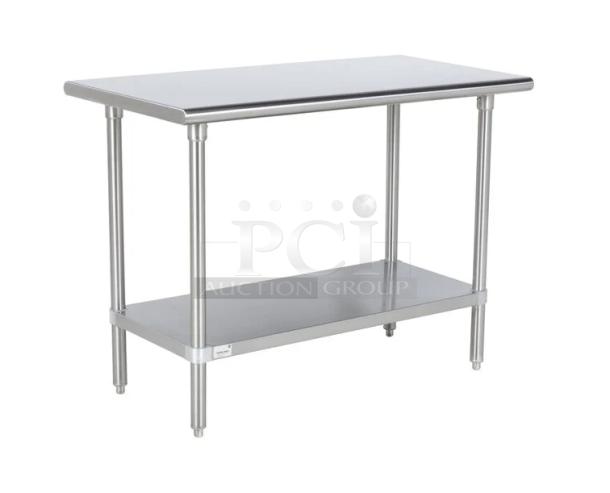 Advance Tabco SS244 stainless steel worktop table, 24"x48", single undershelf, brand new, premium commercial model.