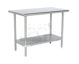 Advance Tabco SS244 stainless steel worktop table, 24"x48", single undershelf, brand new, premium commercial model.