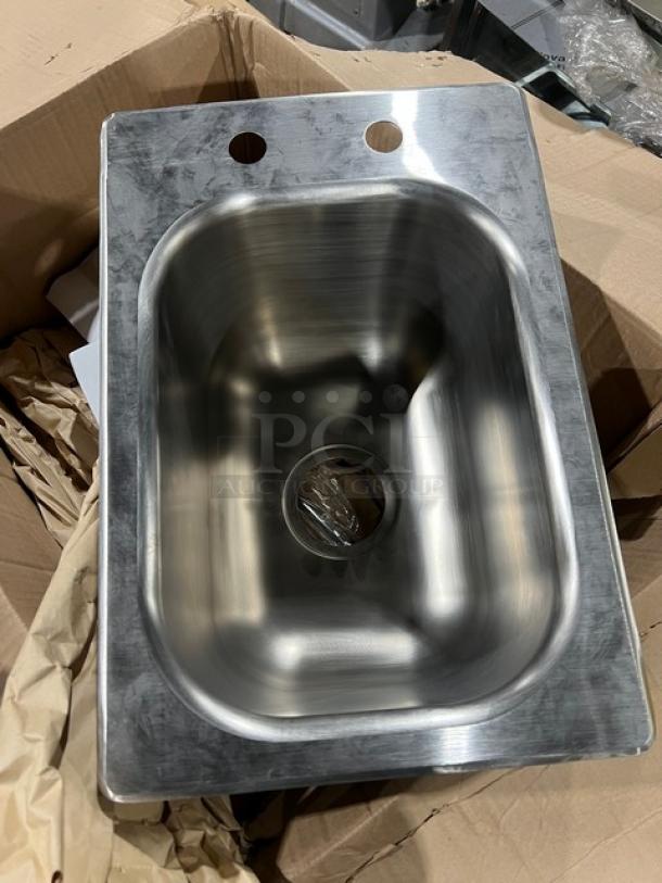Eagle Group stainless steel drop-in sink, model SR10149.51, with deck mount faucet holes, new condition.