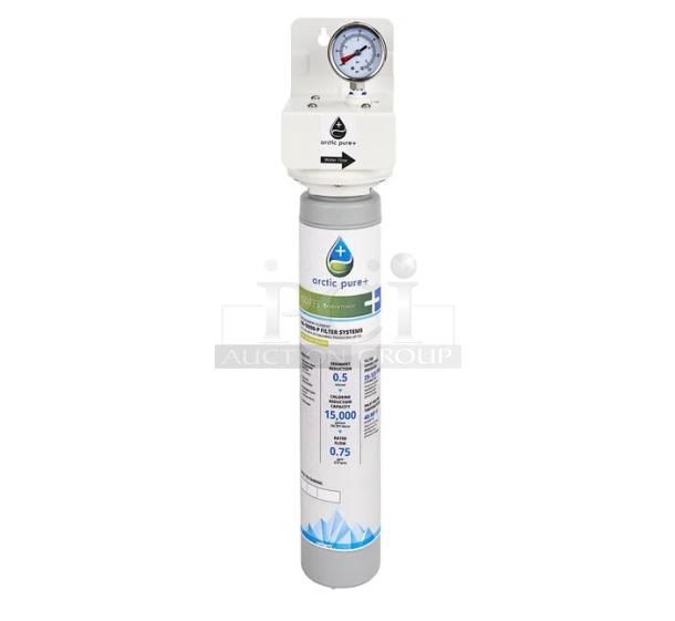 Brand new Manitowoc AR-10000-P Arctic Pure Plus ice machine water filtration system, .5 micron rating, with pressure gauge.