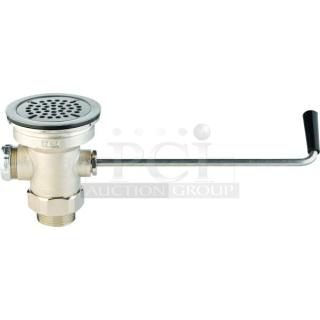 BRAND NEW T&S Commercial Waste Drain Valve, Model B3940, with twist handle, stainless steel finish.