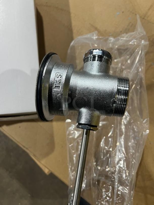 BRAND NEW T&S B3940 commercial waste drain valve with twist handle, chrome finish, solid construction.