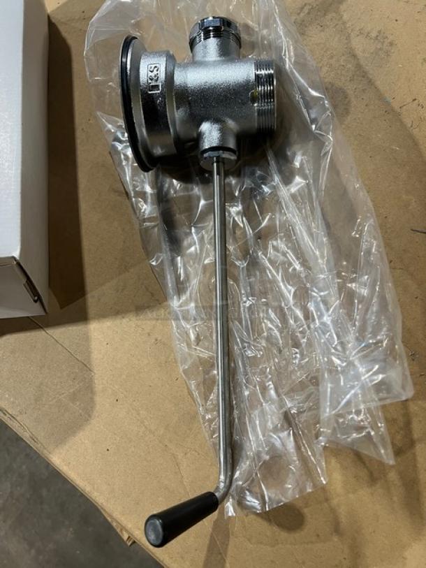 Brand new T&S B-3940 commercial waste drain valve with twist handle in original packaging.