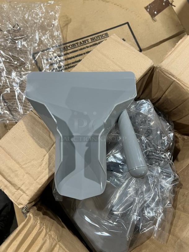 Brand new TableCraft PR8 soft grey right-handed manual French fry scoop in packaging.