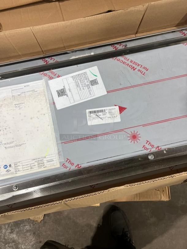 BRAND NEW John Boos stainless steel pass-thru shelf, 60"x18", model PTS16K1860, with Stallion Safety Edges.