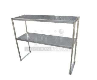 Brand new Serv-Ware 60"x12" stainless steel double overhead shelf, model OS5ECWP, for commercial use.