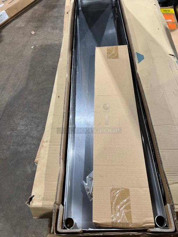 Brand new Serv-Ware stainless steel double overhead shelf, model OS5ECWP. Dimensions: 60"x12". In original packaging.