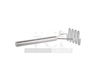 Brand new TableCraft model 7418 handheld potato masher, 18" square face, stainless steel, commercial quality.