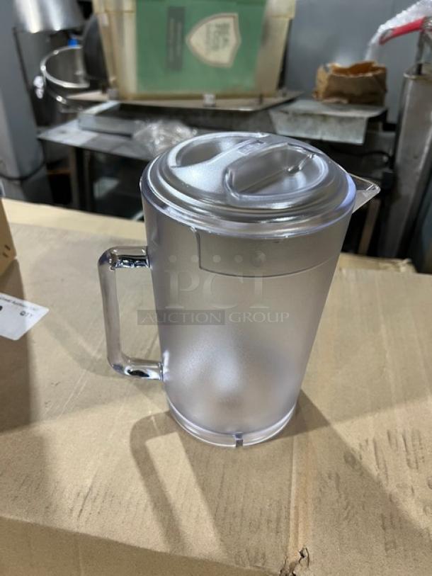 BRAND NEW G.E.T. Enterprises 64 oz. clear textured pitcher with lid, model P-3064-1-CL. Commercial quality.
