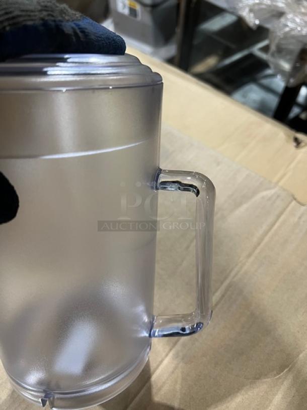 Brand new G.E.T. Enterprises 64 oz. clear textured beverage pitcher with lid, Model P-3064-1-CL, in perfect condition.