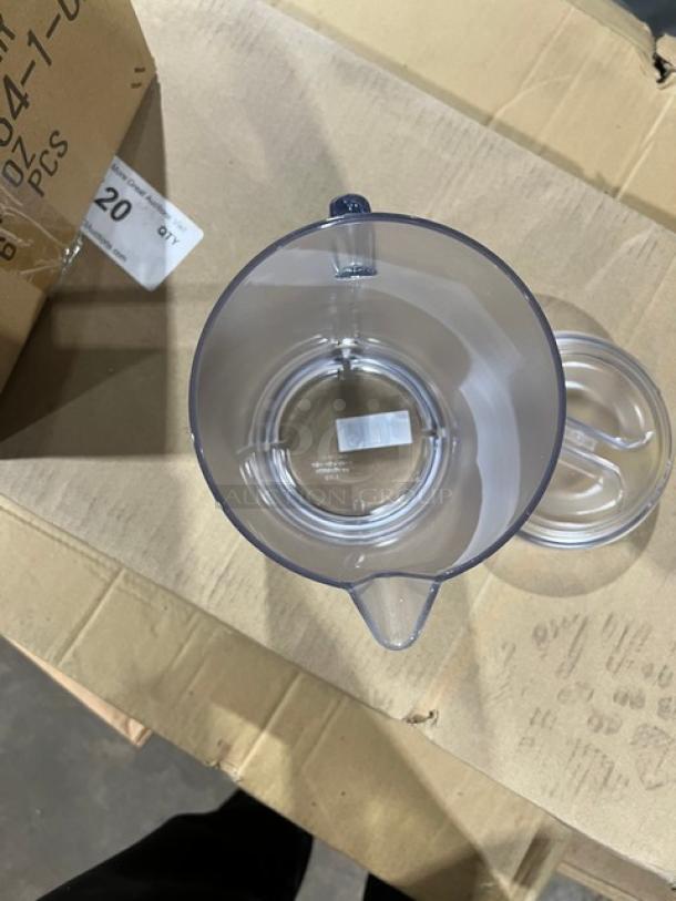 G.E.T. Enterprises 64 oz. clear textured pitcher with lid, model P-3064-1-CL, new condition. 