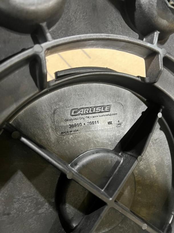 Brand new Carlisle Bronco Series commercial trash can dolly, Model 36910, black, round. Made in USA.