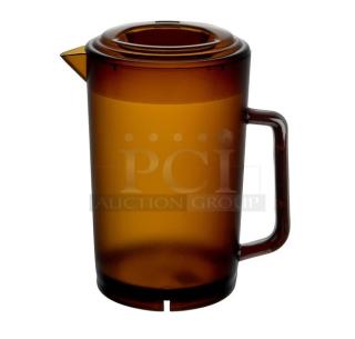 BRAND NEW G.E.T. Enterprises 64 Oz. amber textured beverage pitcher with lid, model P30641A. Perfect condition.