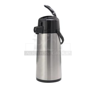 Brand new Service Ideas Eco-Air 2.2L stainless steel air pot, model ECAL22S, with lever pump lid, glass lined, insulated.