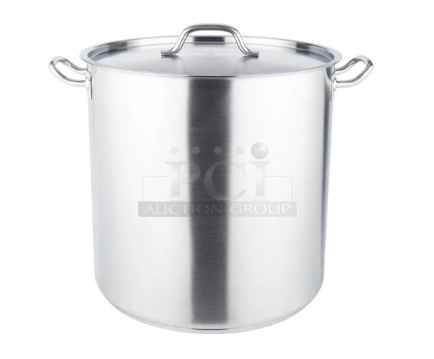 Brand new Vollrath Optio Series 53 Qt. stainless steel stock pot, model 3513, with lid. Ideal for commercial use.