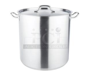 Brand new Vollrath Optio Series 53 Qt. stainless steel stock pot, model 3513, with lid. Ideal for commercial use.
