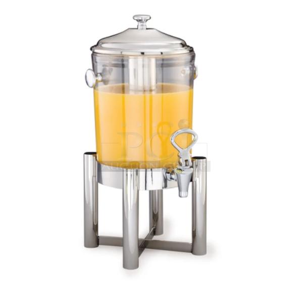 BRAND NEW Steelite International 7-1/2 Qt. polycarbonate juicer/beverage dispenser with stainless steel base, Model DW07JLWSS.