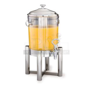 BRAND NEW Steelite International 7-1/2 Qt. polycarbonate juicer/beverage dispenser with stainless steel base, Model DW07JLWSS.
