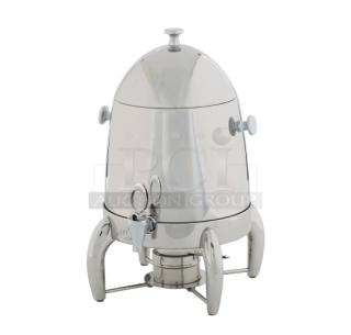 Brand new Winco Virtuoso Series 3 Gal. stainless steel coffee urn, Model 903B, with fuel holder base.