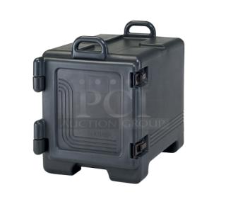 Brand new Cambro Ultra Camcarrier 1318CC110, black insulated food pan carrier, 4-pan capacity, durable design, commercial use.