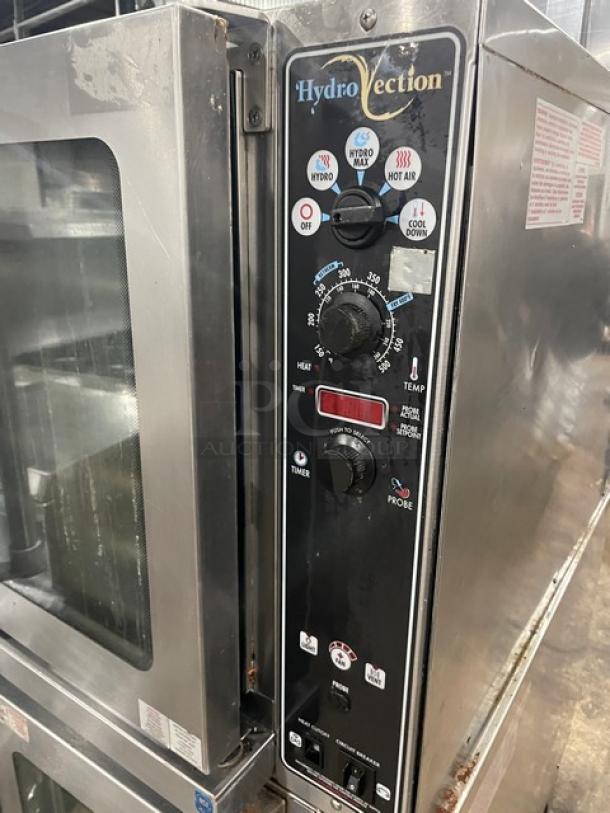 Blodgett HydroVection commercial double convection oven, model HV100G/AA, stainless steel, with control panel and wired rack.