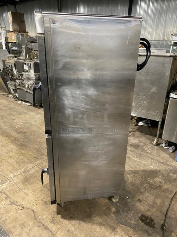 Alto-Shaam 1200TH Halo Heat stainless steel cook-and-hold oven, full height, half door, 2022 model, on casters.