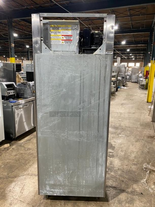 Victory UltraSpec Series stainless steel freezer, model FS-1D-S1-EWHDHC18RC. Features 2 solid half doors. Good condition.