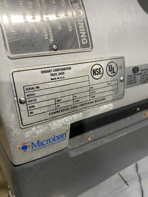 Hobart Commercial Meat Slicer, Model 2912, Stainless Steel, Serial 561-183-521, NSF, UL listed on new stand.