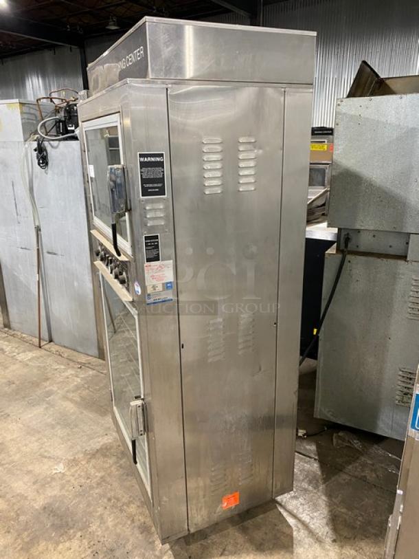 Nu-Vu SUB123 Commercial Stainless Steel Convection Oven/Proofer Combo, Model 00351302070400010001, 208V 3 Phase, on casters, with wired racks.