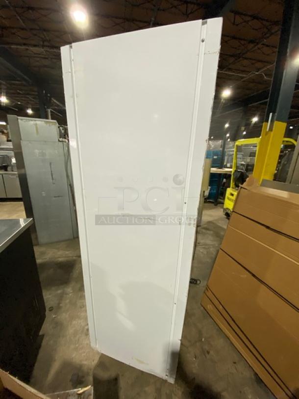 Urban Cultivator Commercial indoor garden with white double glass doors, model Commercial001. Electric-powered, 120V, on casters.